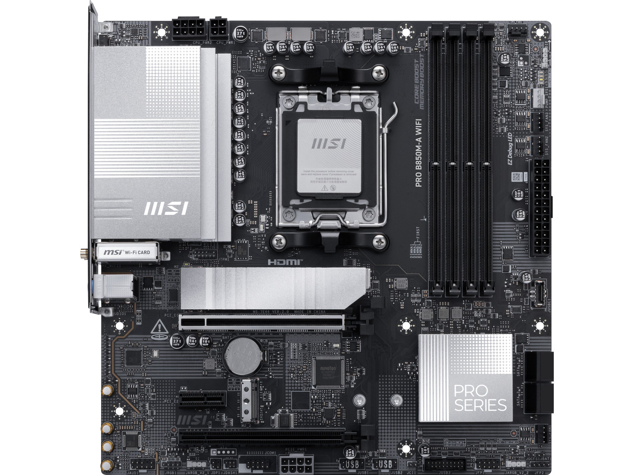 MSI PRO B850M-A WIFI AM5, Wi-F - Am5 Micro Atx Pcie 5.0 Motherboard reseña y precio